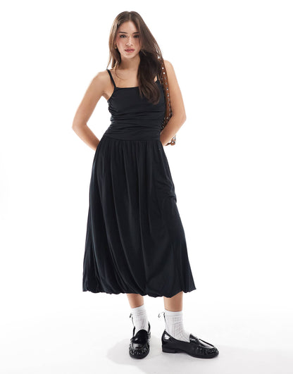 Strappy Back Puffball Maxi Dress