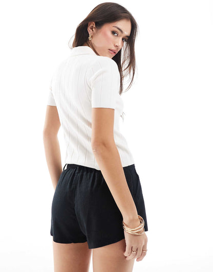 Low Rise Linen Short