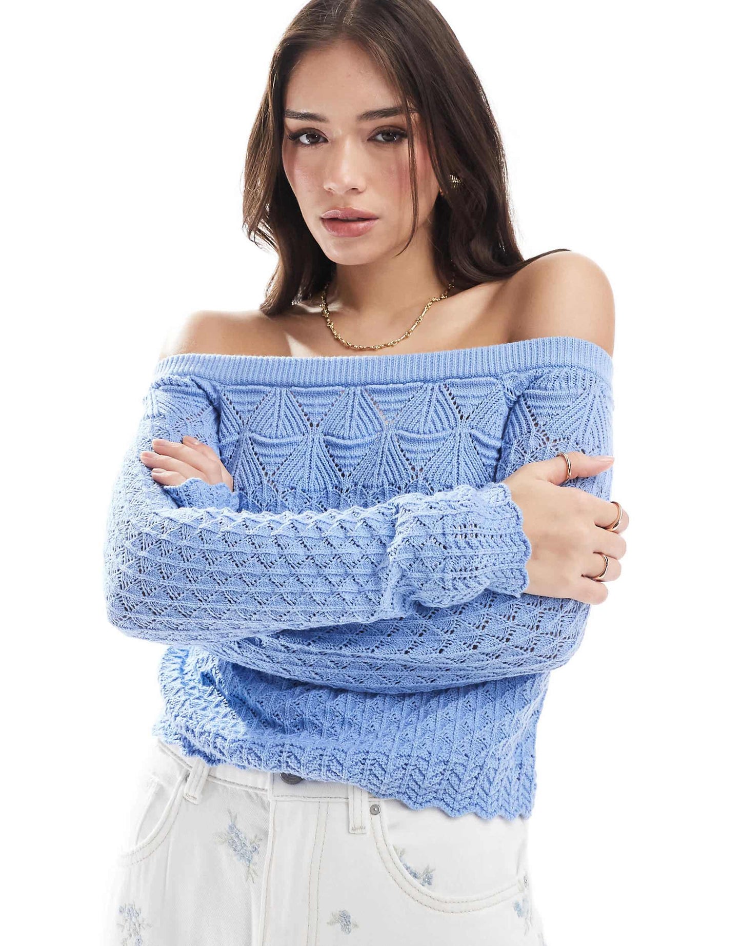 Off Shoulder Crochet Jumper