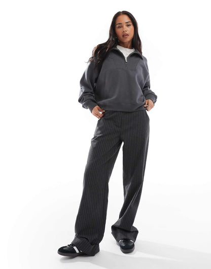 Oversized Ribbed Half Zip Sweat Top