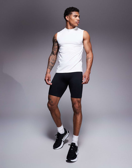 Seamless 8 Inch Base Layer Running Shorts With Drawstring Waist