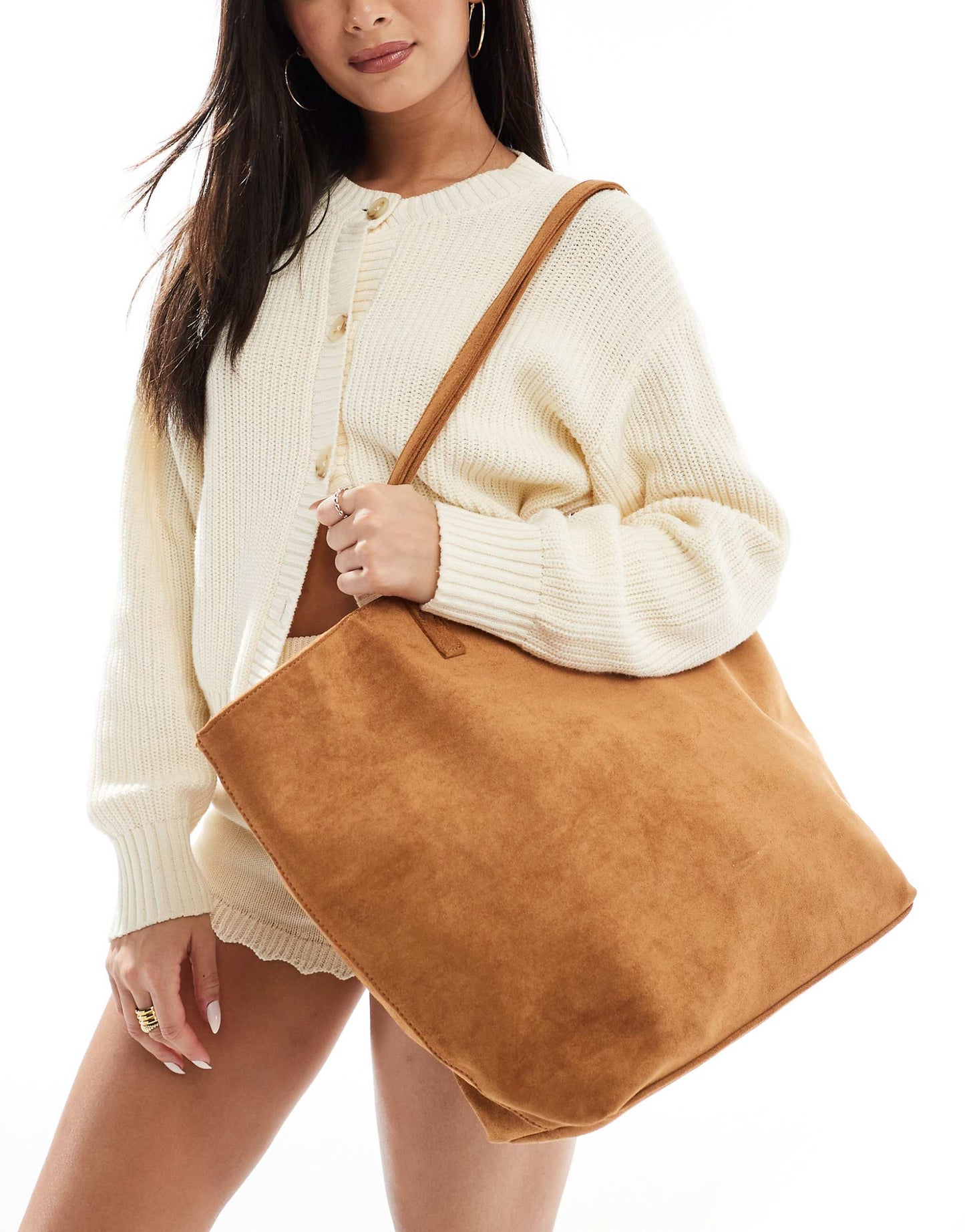 Faux Suede Winged Tote Bag