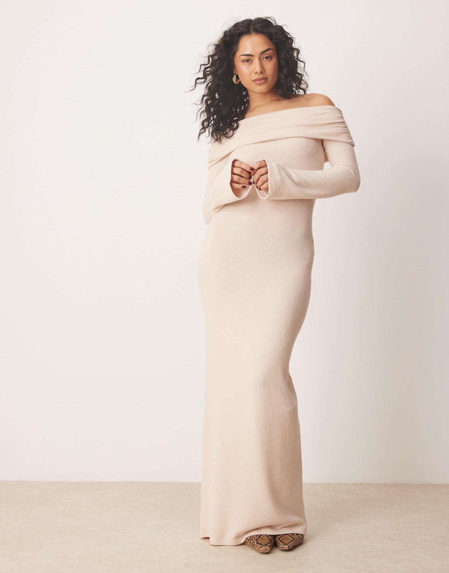 Super Soft Asymmetric Off Shoulder Maxi Dress