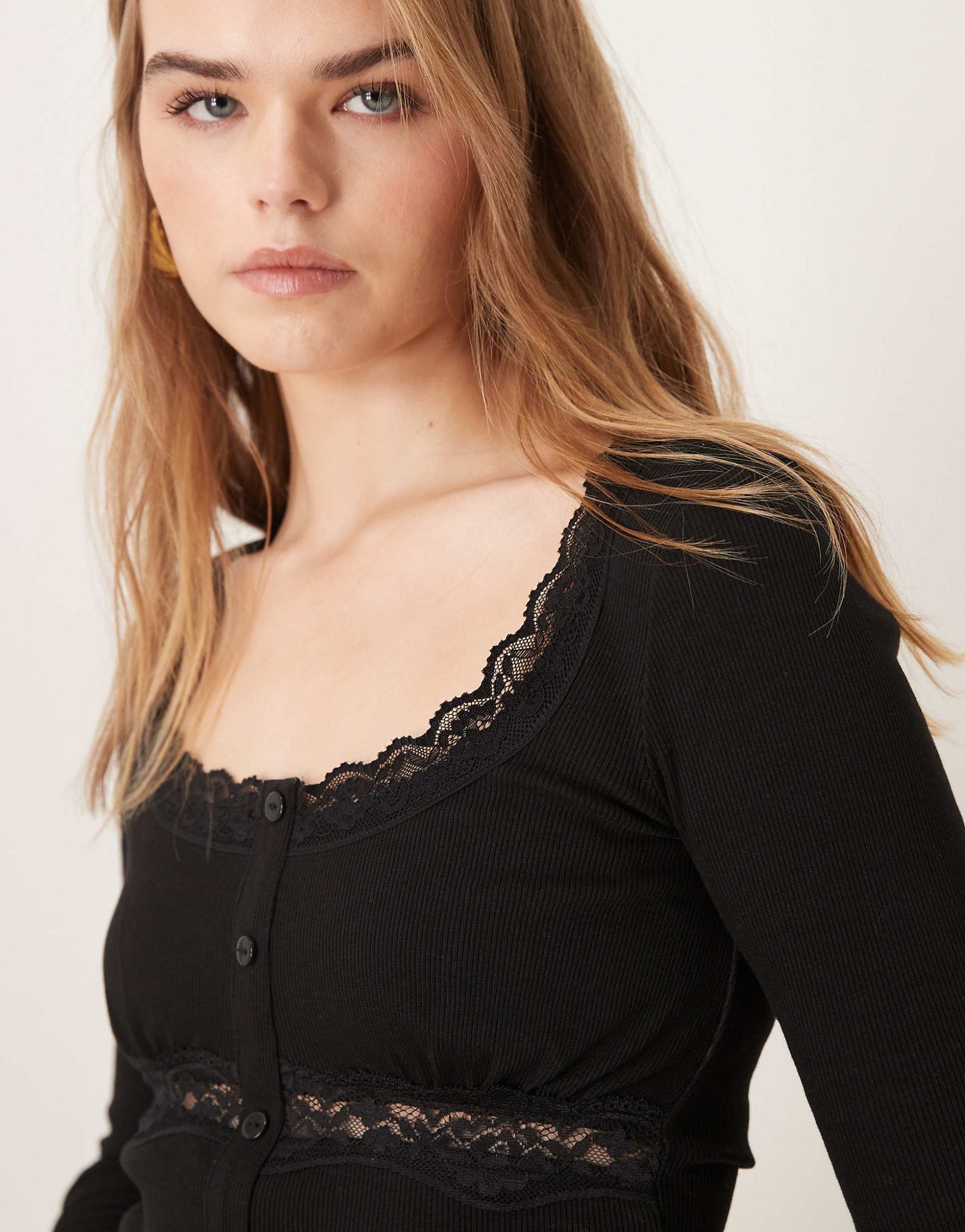 Henley With Lace Detailing
