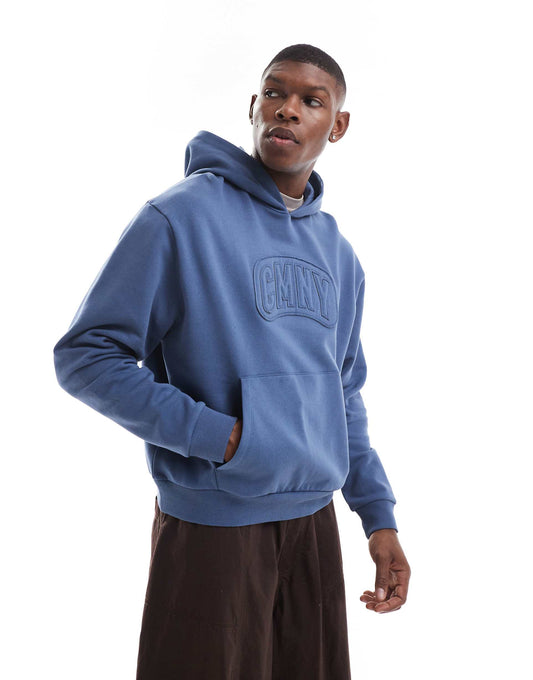 Boxy Oversized Hoodie With Raw Edge Print