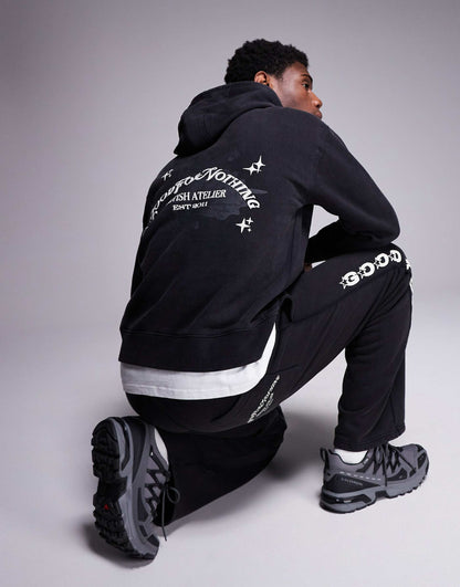 Co-Ord Space Dye Hoodie With Sleeve And Back Print