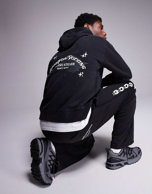 Co-Ord Space Dye Hoodie With Sleeve And Back Print