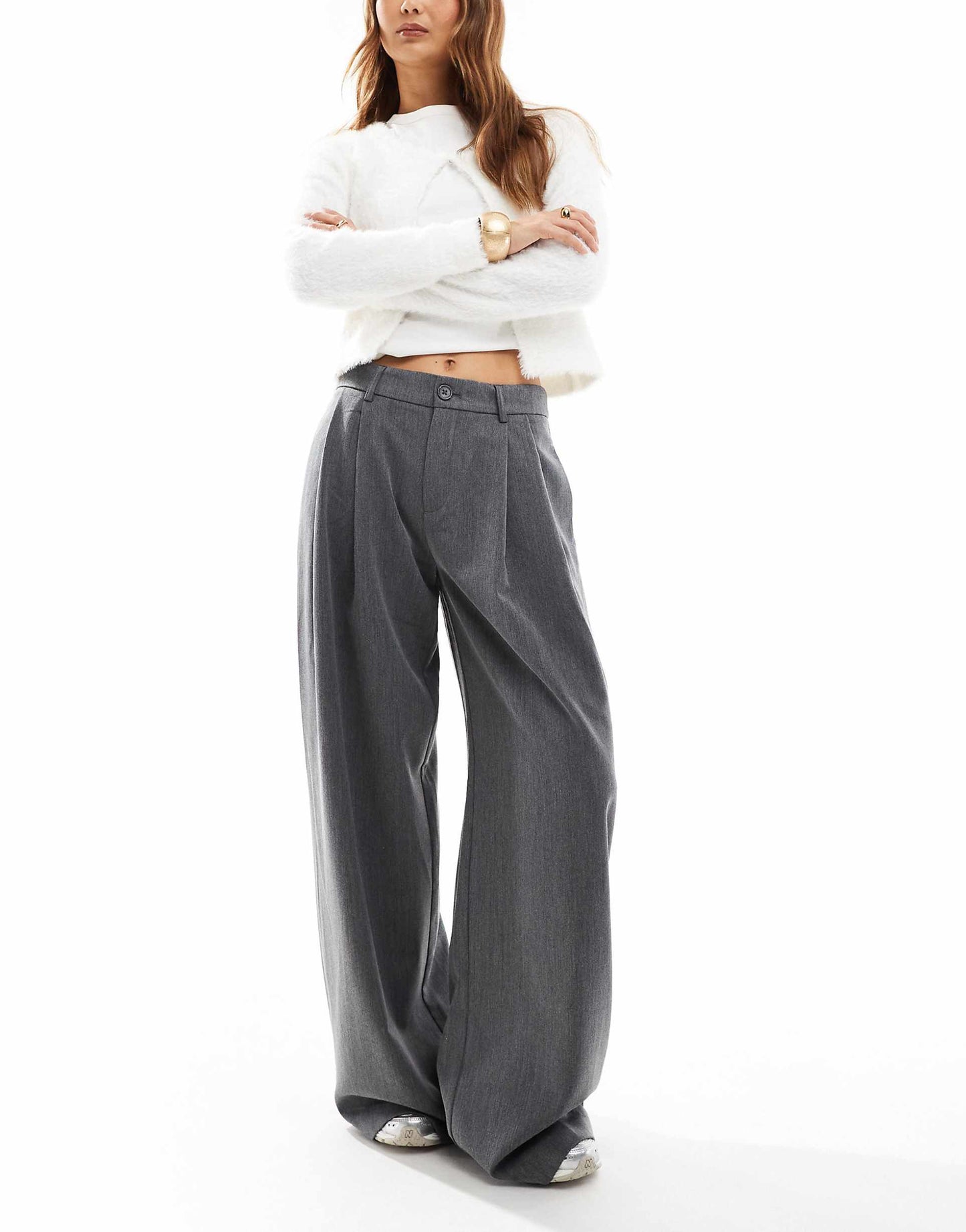 Str Tailored Pleated Wide Low Waist Trouser