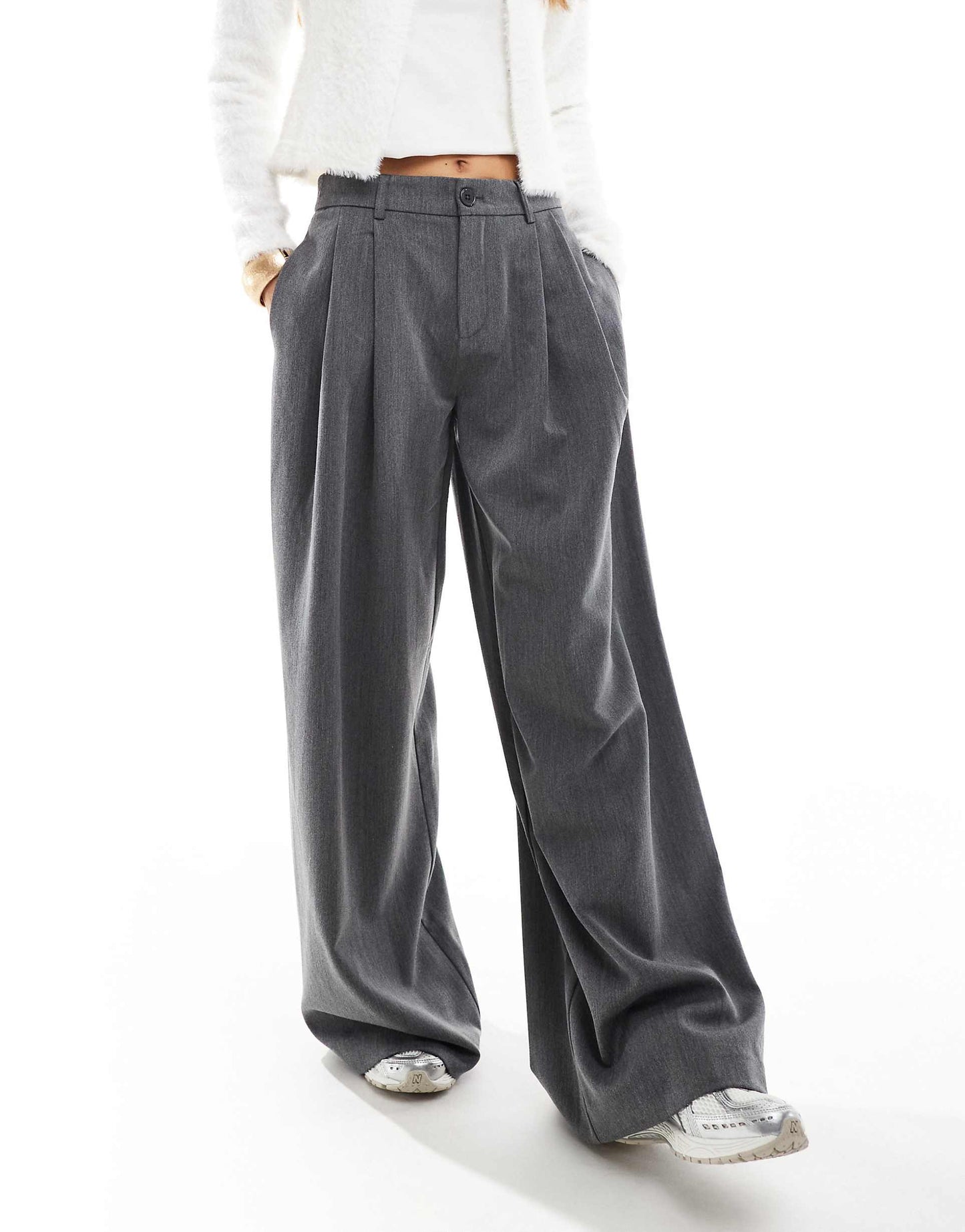 Str Tailored Pleated Wide Low Waist Trouser