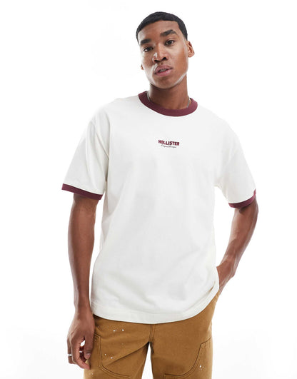 Boxy High Neck Logo T-Shirt With Contrast Binding