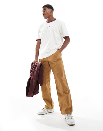 Boxy High Neck Logo T-Shirt With Contrast Binding