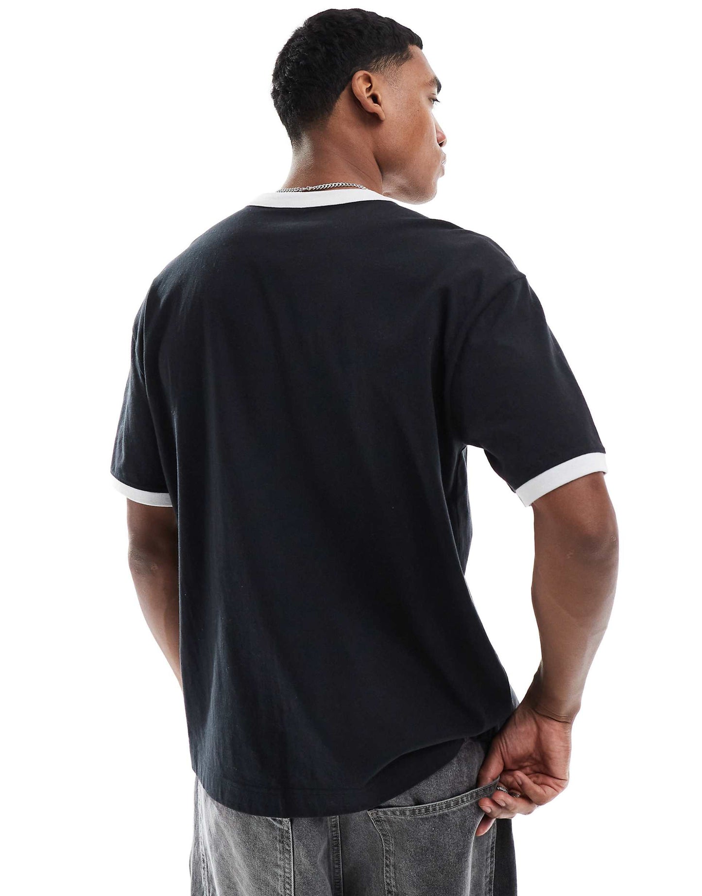 Boxy High Neck Logo T-Shirt With Contrast Binding