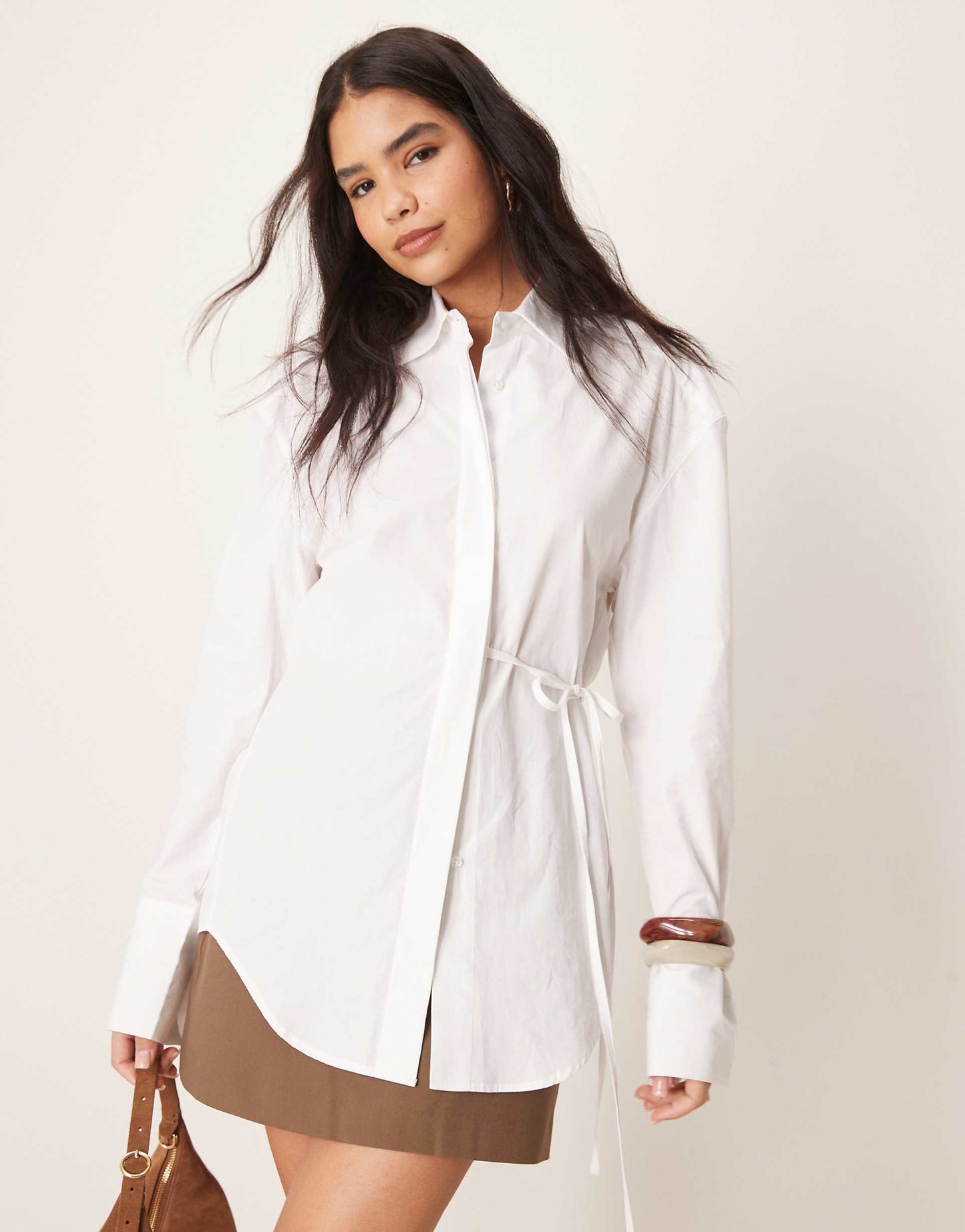 Poplin Tie Side Oversized Shirt