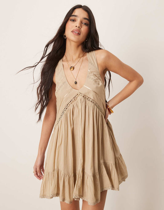 Hanky Hem Mini Dress With Scoop Neck