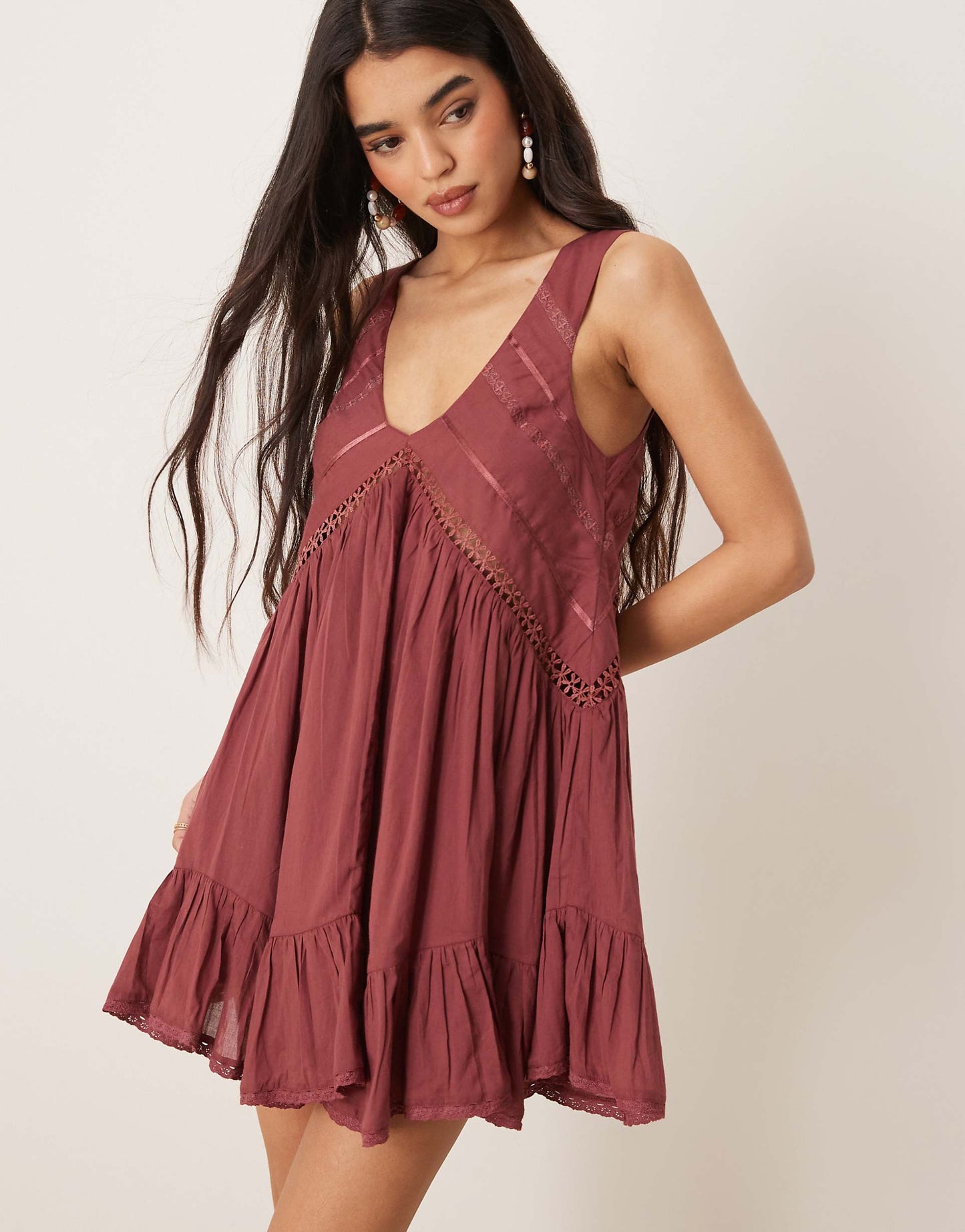 Hanky Hem Mini Dress With Scoop Neck
