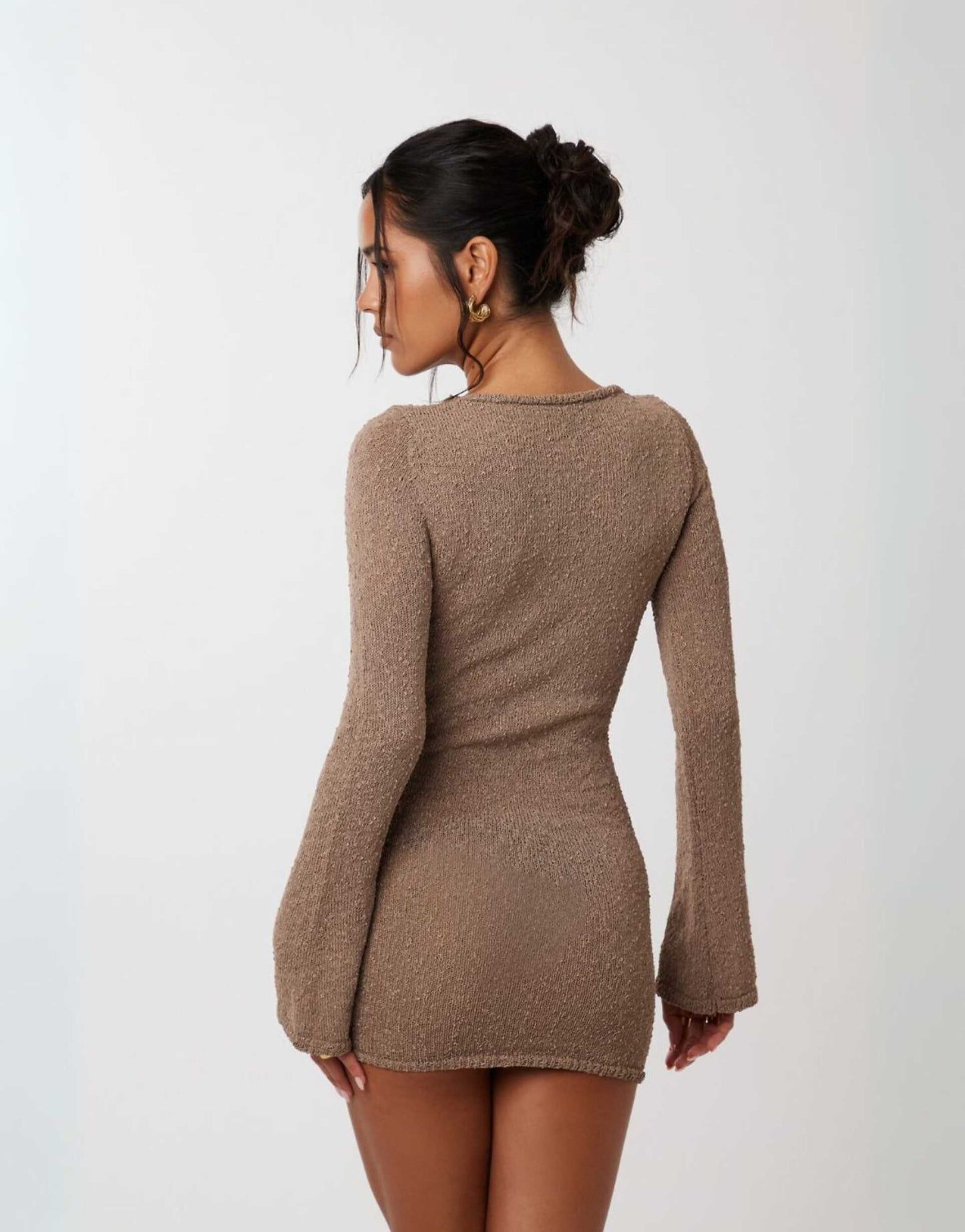 Textured Tie Waist Mini Dress