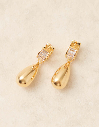 Baguette & Metal Teardrop Earrings