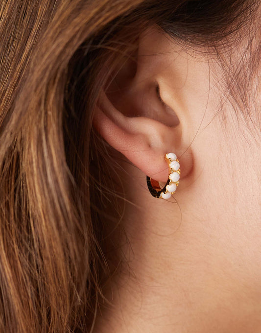 Chunky Opal Small Hoop Earrings