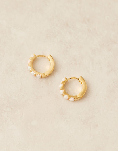 Chunky Opal Small Hoop Earrings