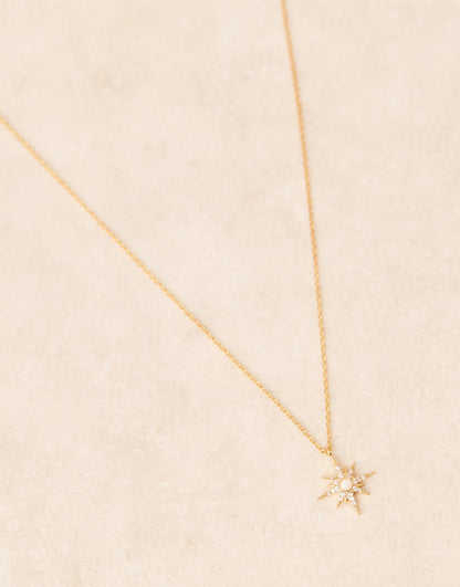 Opal Starburst Charm Necklace