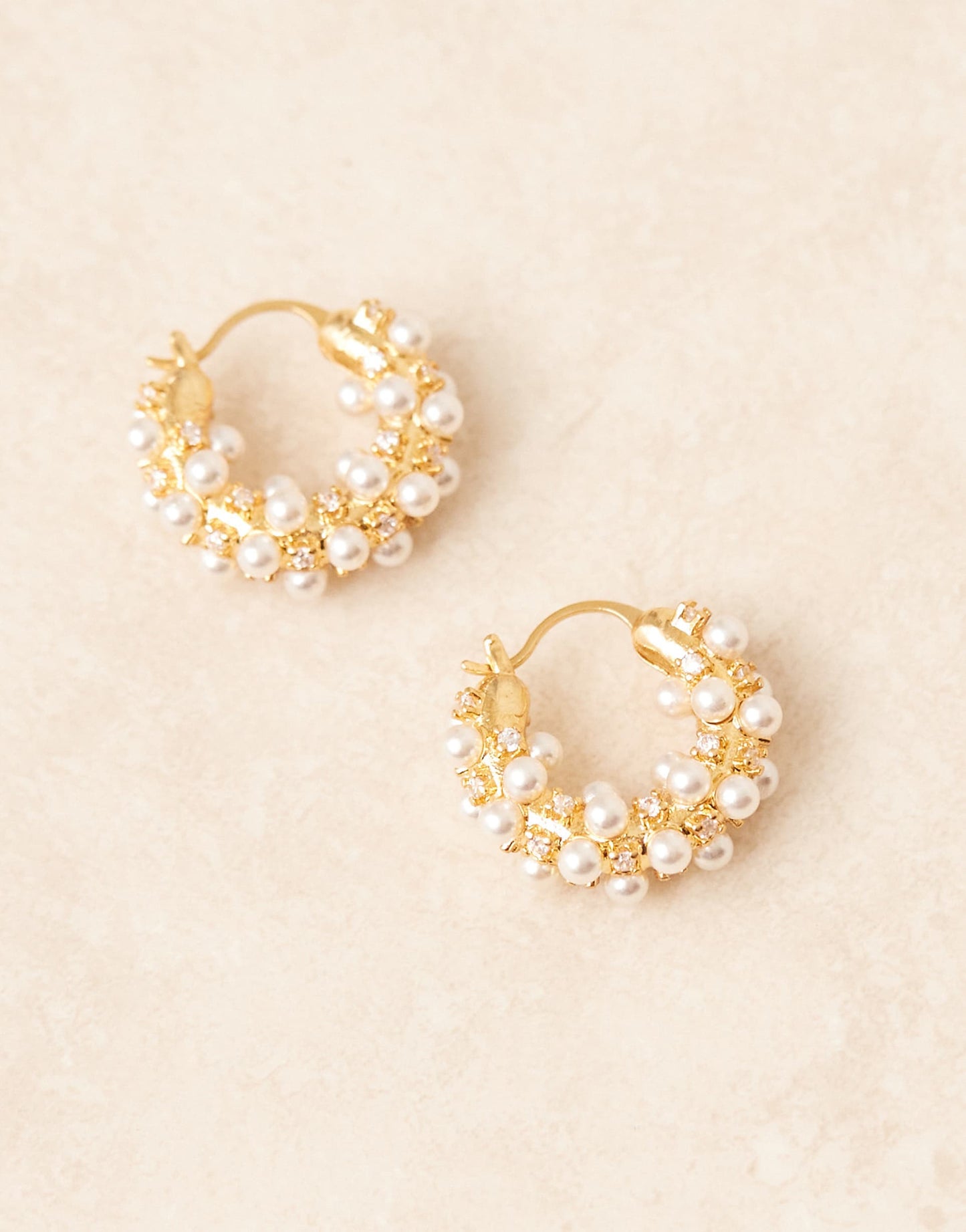 Pearl & Crystal Embellished Hoop Earrings