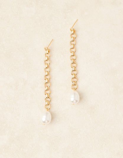 Chain & Faux Pearl Drop Earrings