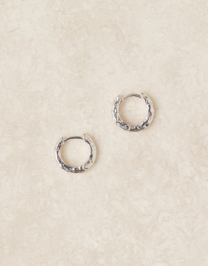 Polished Molten Micro Hoop Earrings