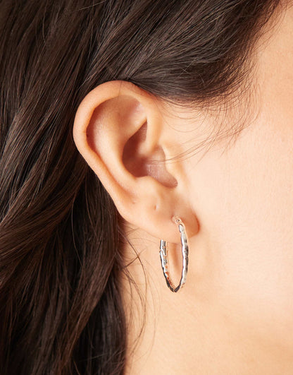 Polished Molten Oval Mid Size Hoop Earrings