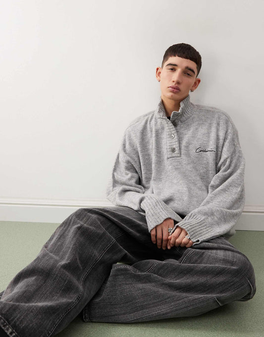 Half Button Up Knitted Jumper