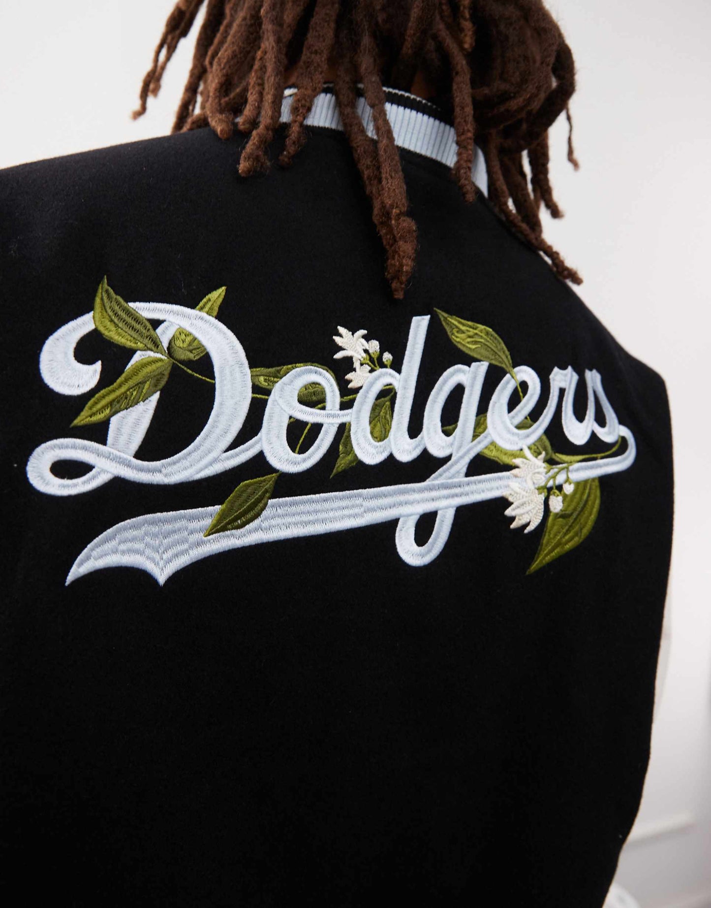 La Dodgers Floral Contrast Embroidered Varsity Jacket