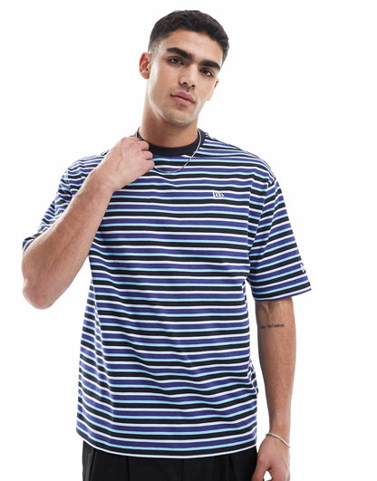Verticle Contrast Striped Logo T-Shirt