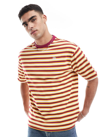 Verticle Contrast Striped Logo T-Shirt