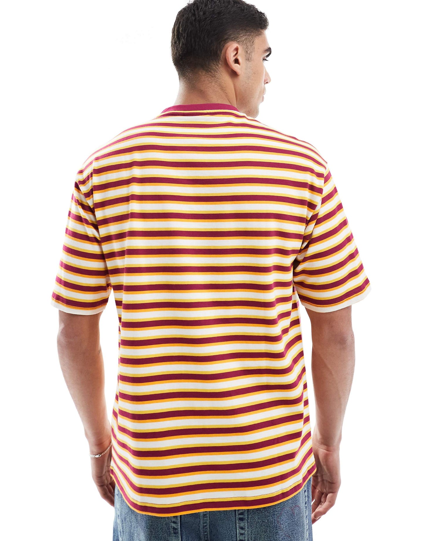 Verticle Contrast Striped Logo T-Shirt