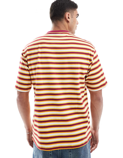 Verticle Contrast Striped Logo T-Shirt