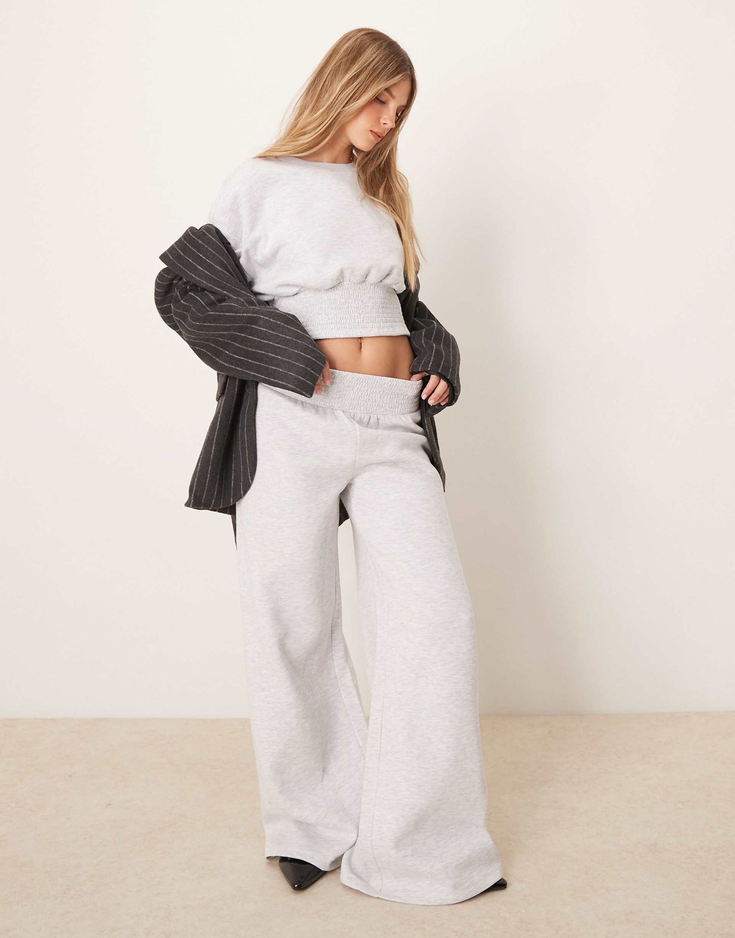 Shirred Waistband Wide Leg Jogger Co Ord