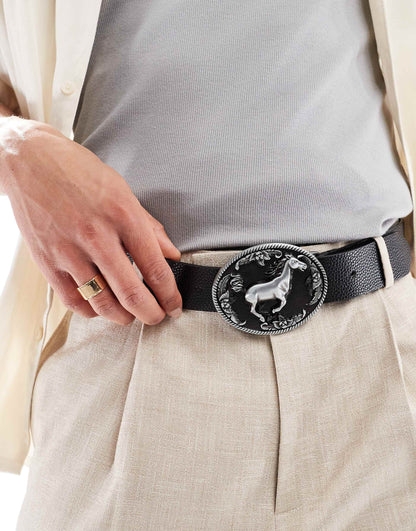 Western Cowboy Plate Buckle Belt