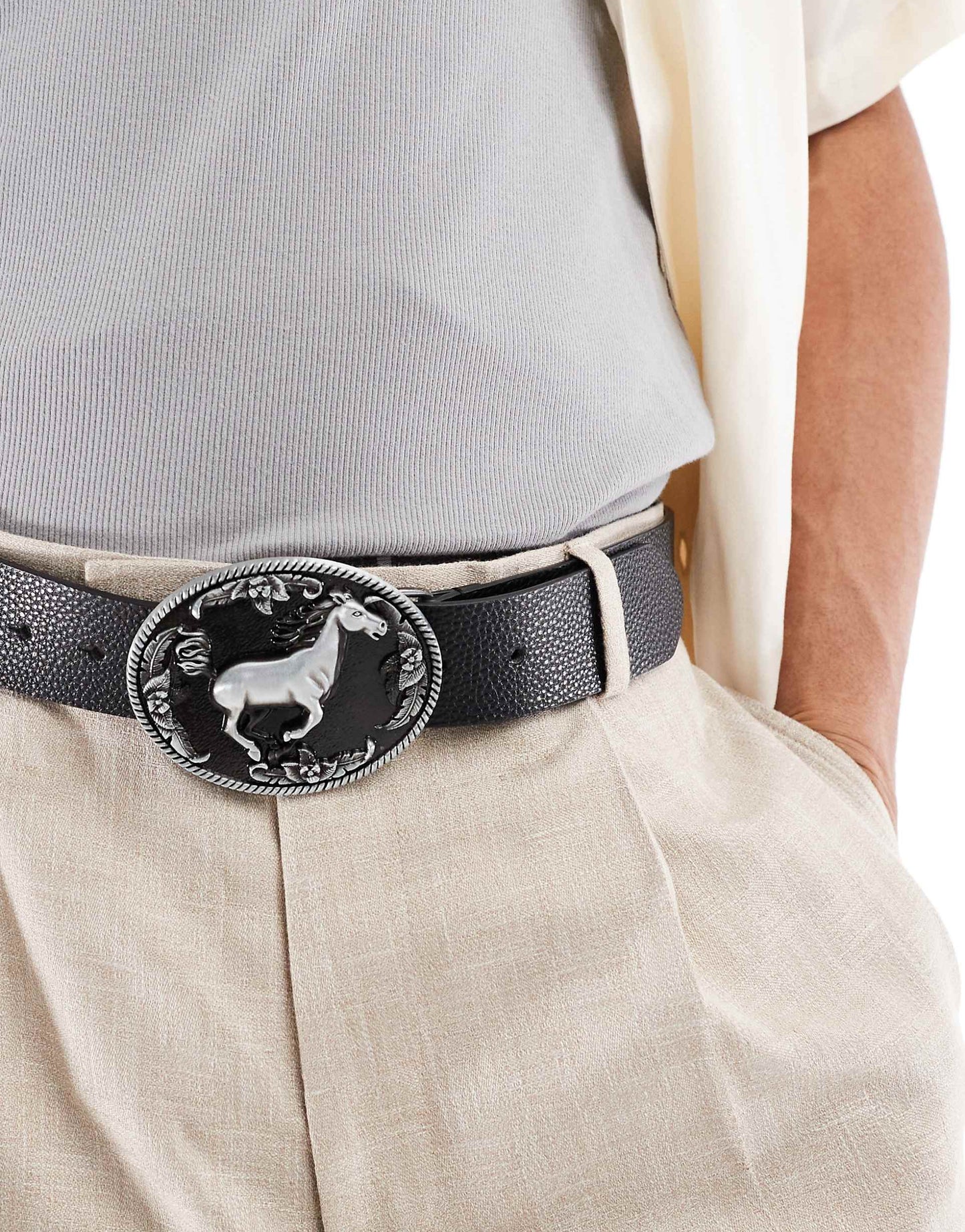 Western Cowboy Plate Buckle Belt