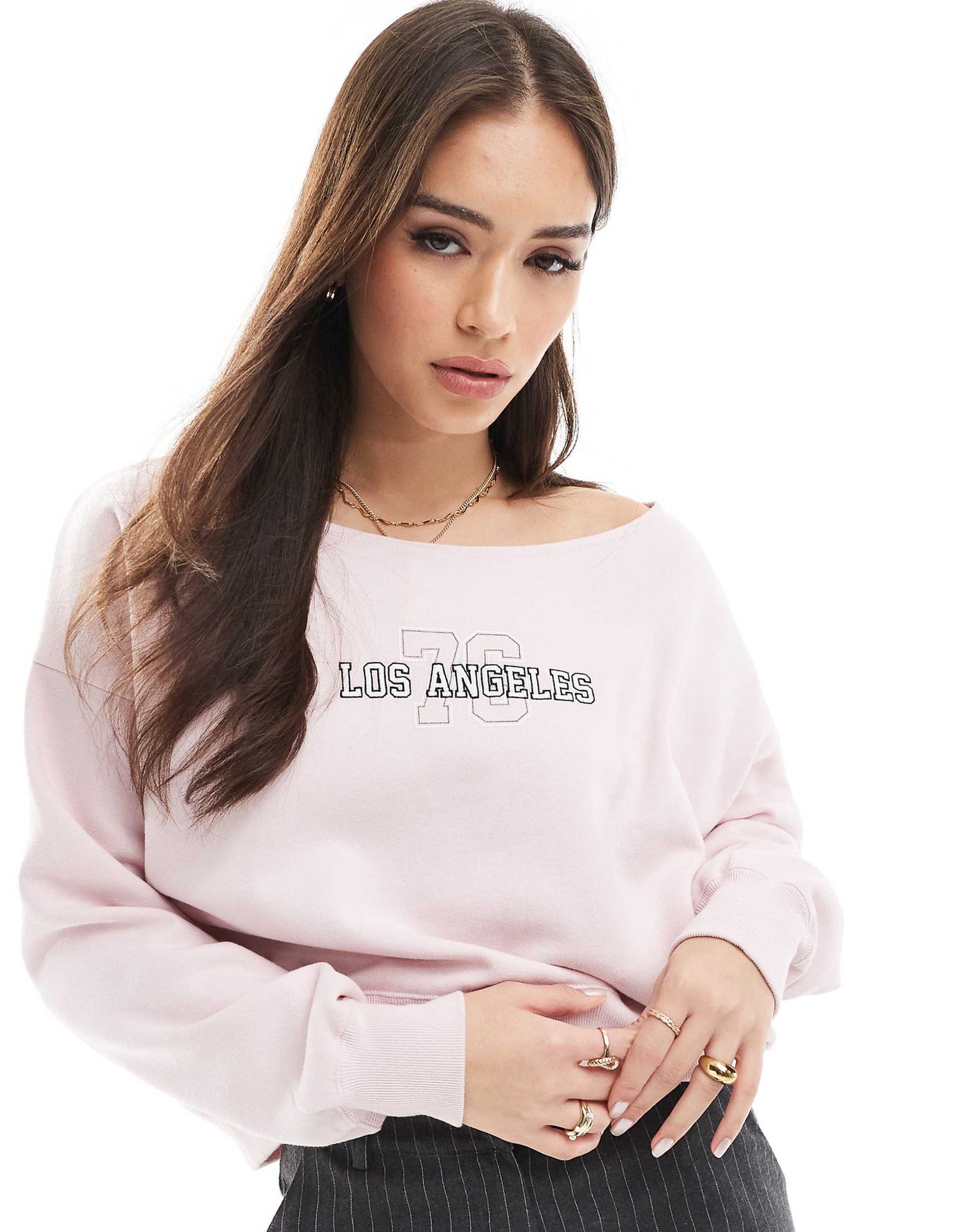 Off The Shoulder Los Angeles Cropped Jumper