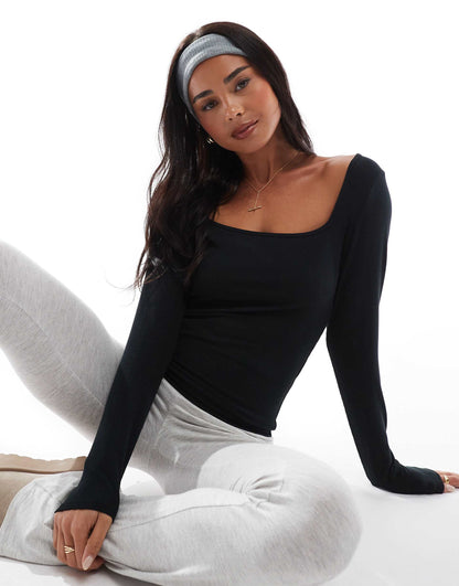 Long Sleeve Square Neck Top