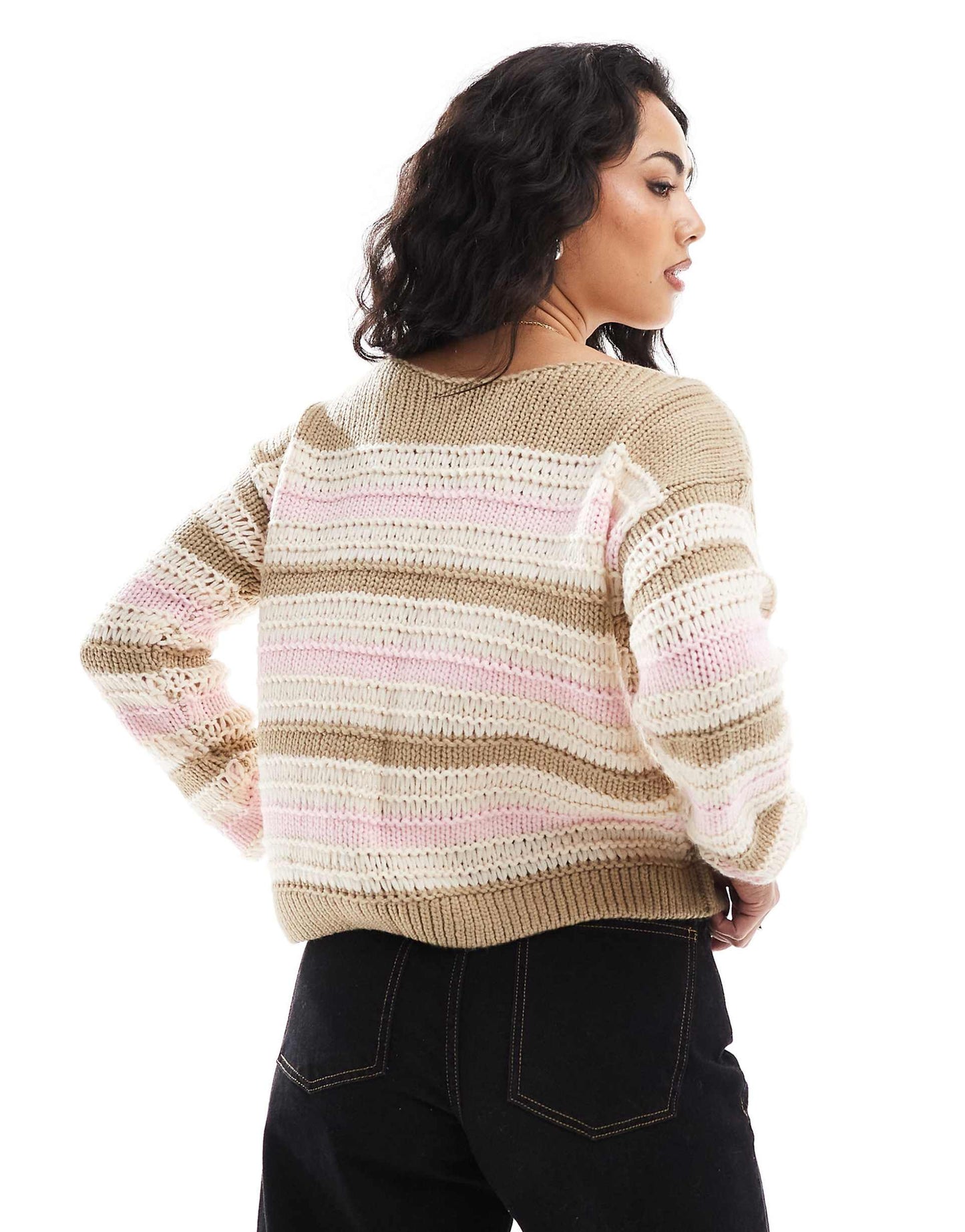 Contrast Slouchy Off Shoulder Knit