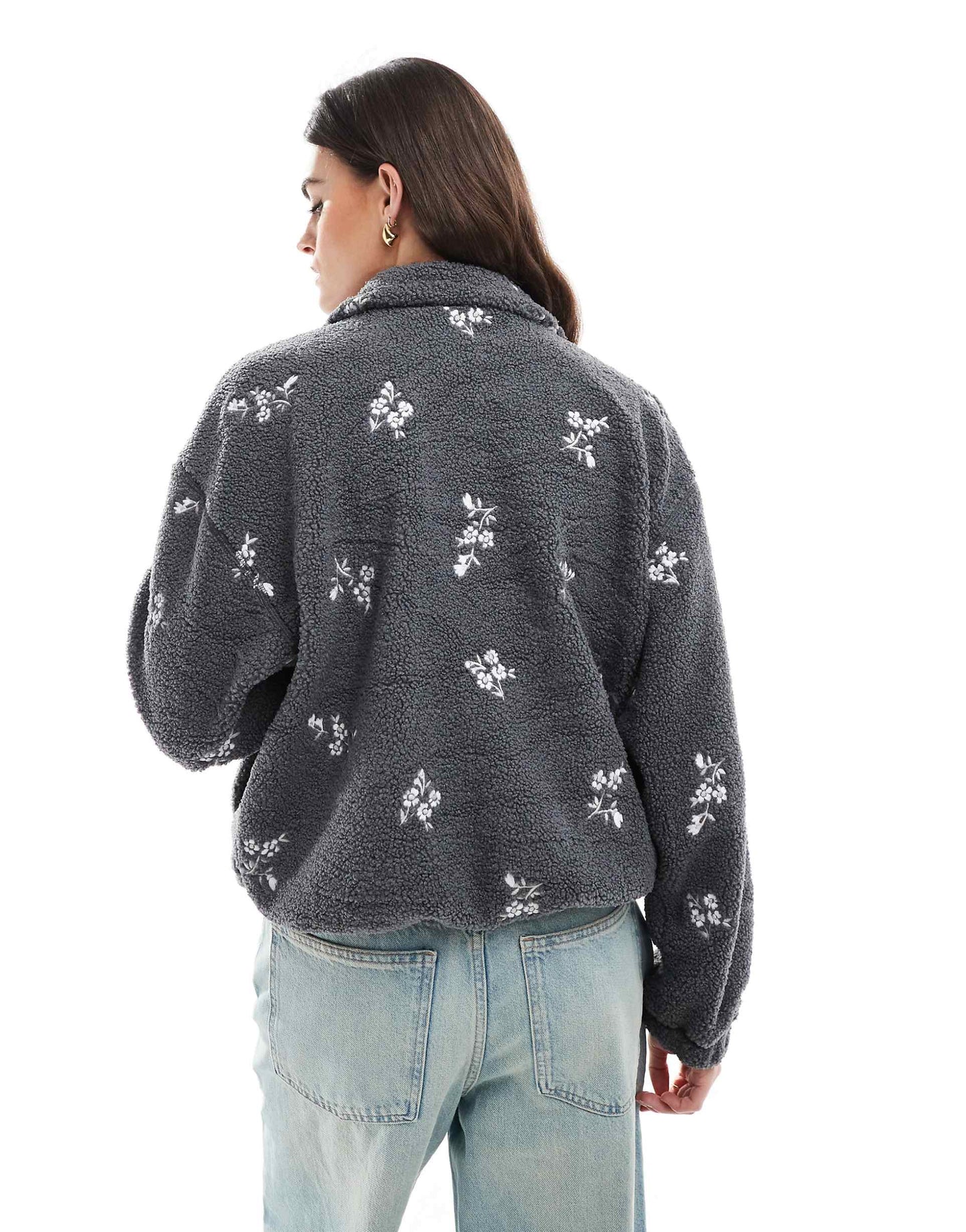 Embroidered Sherp Linef Fleece Jacket
