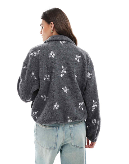 Embroidered Sherp Linef Fleece Jacket