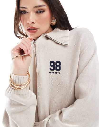 Half Zip Knitted Logo Jumper