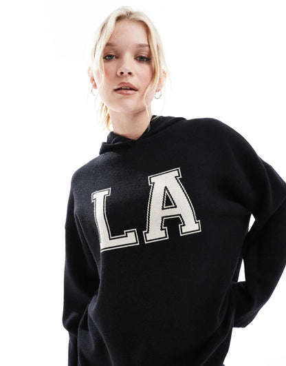 La Knit Rib Hem Hoodie