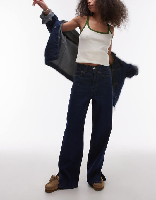 Mid Rise Loose Fit Jean With Split Front