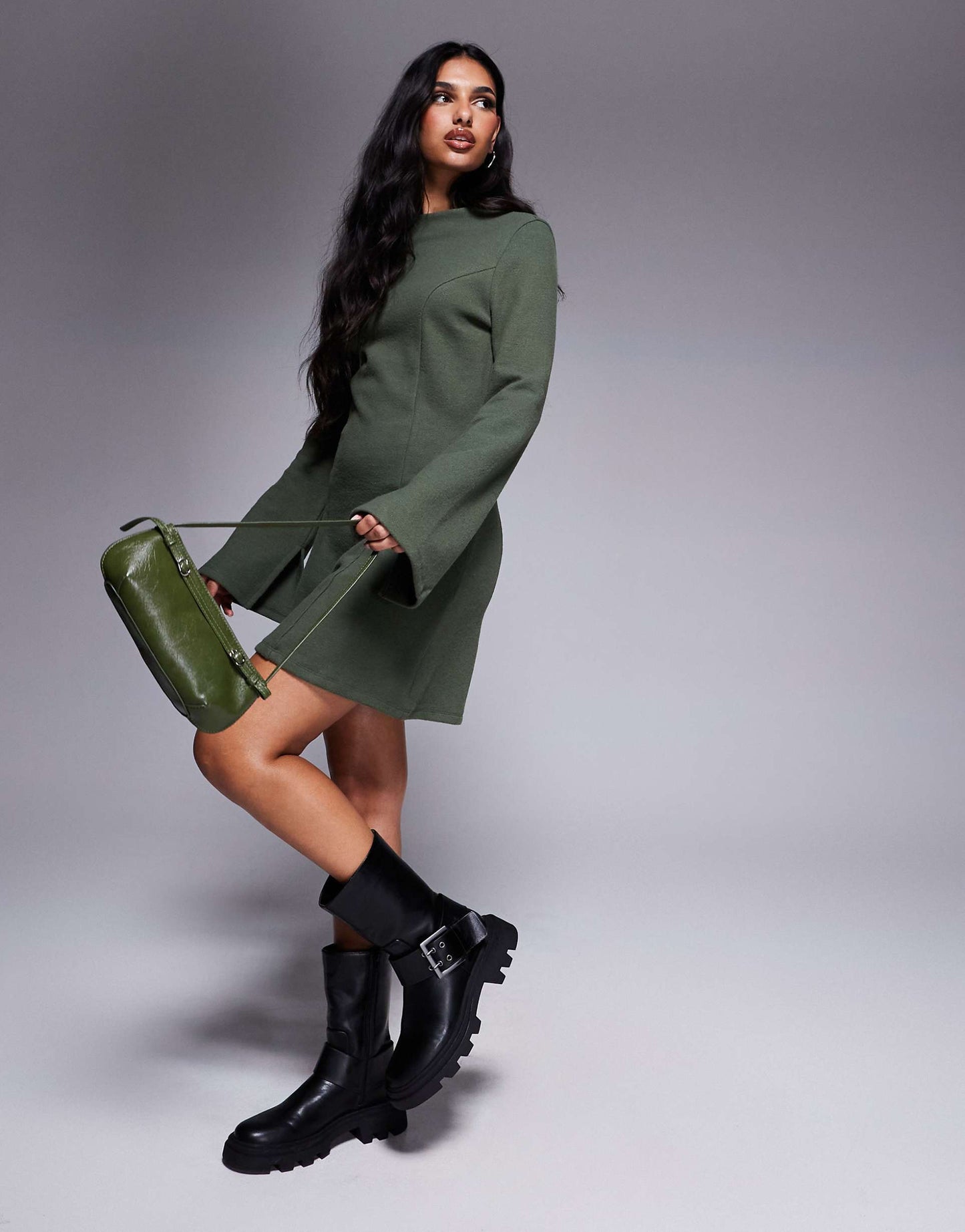 Supersoft Grown On Neck Fit And Flare Mini Dress