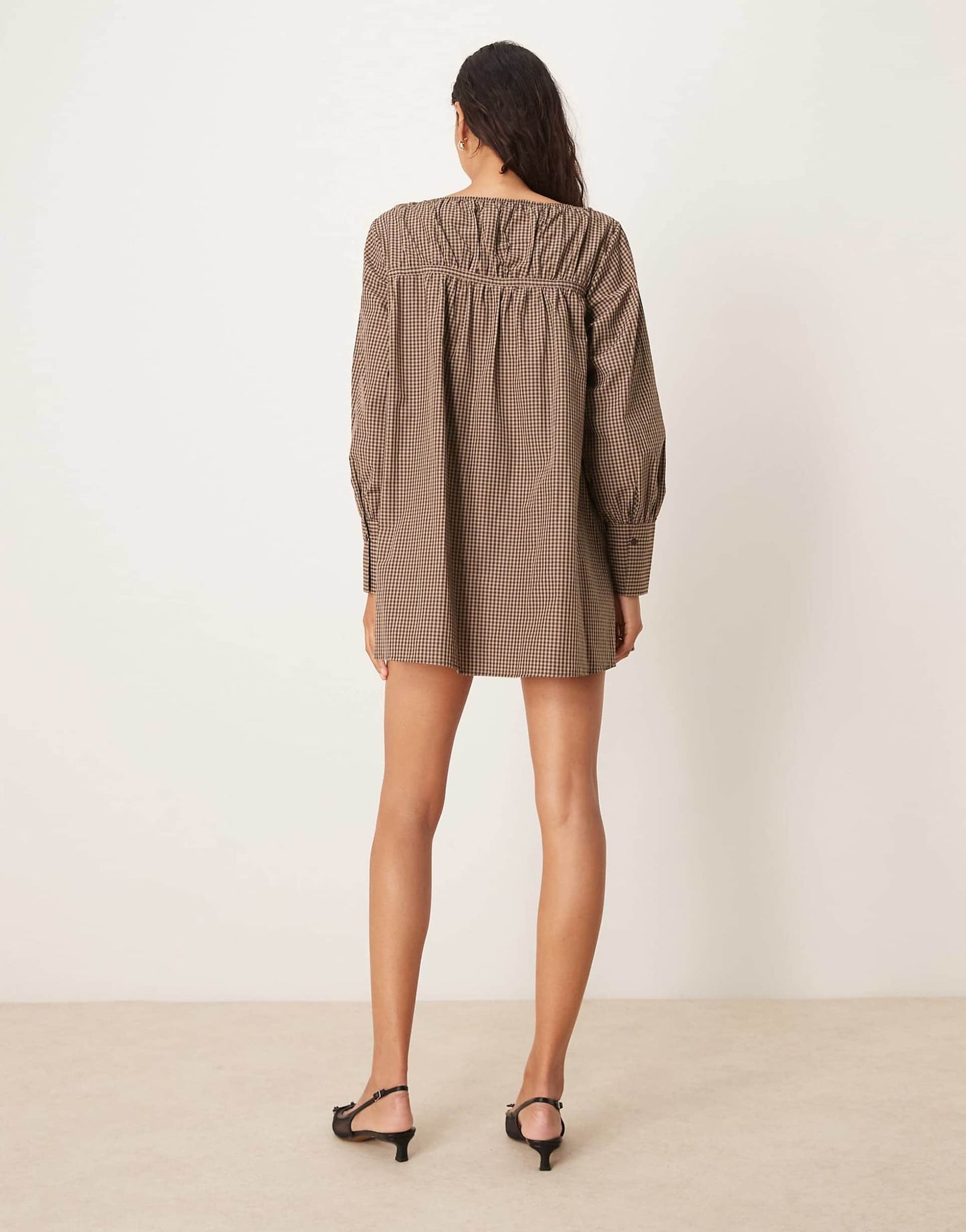 Gathered Detail Blouson Sleeve Mini Dress