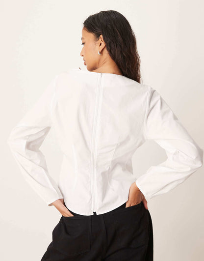 Poplin Cocoon Sleeve Fitted Shirt