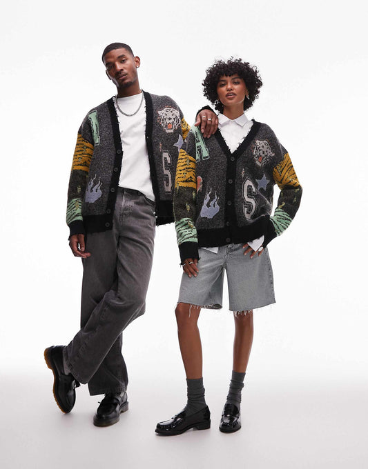 Akki Unisex Collegiate Graphic Cardigan