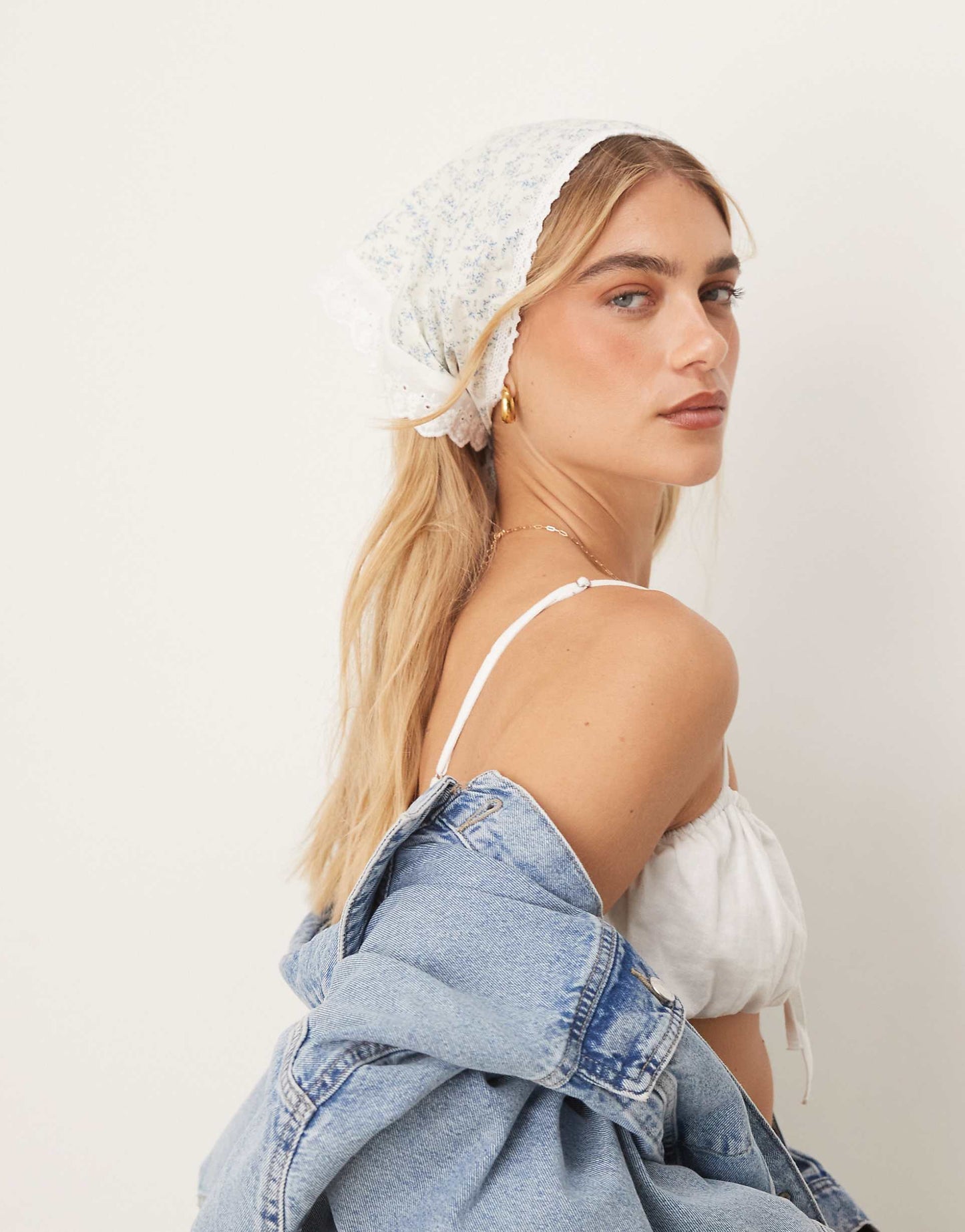 Broderie And Floral Headscarf